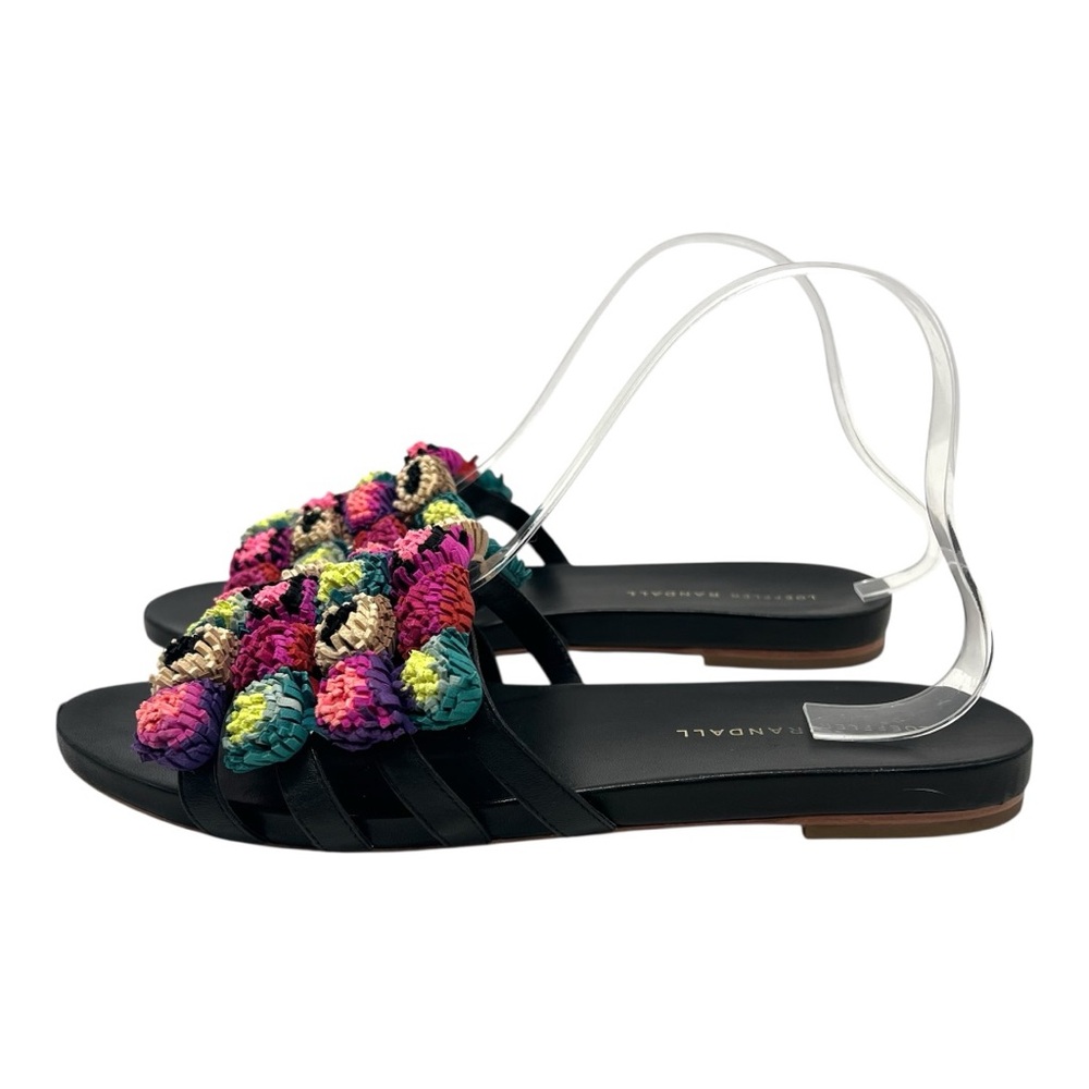 Loeffler Randal Sal PomPom Slide Multicolor Leather Casual Sandals Womens 9.5 - Picture 7 of 15